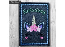 Stickdatei ITH - Postkarte Dreaming Unicorn Einladung